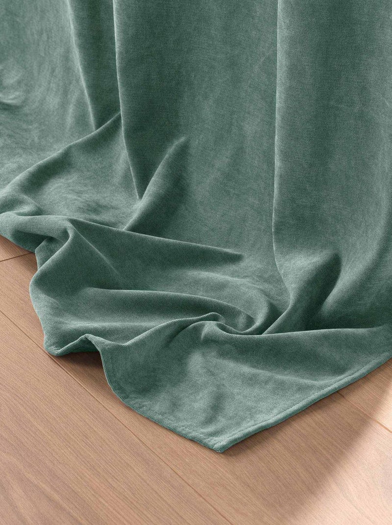 Cortina opaca de terciopelo liso Verde oliva - Kiabi