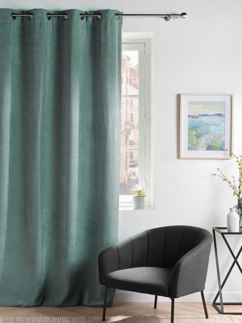 Cortina opaca de terciopelo liso Verde oliva - Kiabi