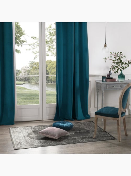 Cortina opaca dolce de terciopelo azul pato 140x260cm - Kiabi Cortina opaca dolce de terciopelo azul pato 140x260cm - Kiabi