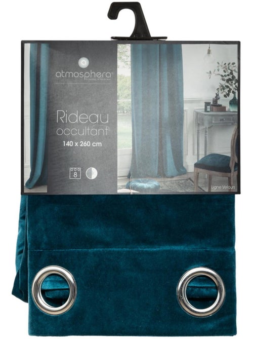 Cortina opaca dolce de terciopelo azul pato 140x260cm - Kiabi Cortina opaca dolce de terciopelo azul pato 140x260cm - Kiabi