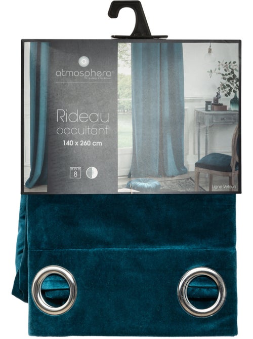 Cortina opaca dolce de terciopelo azul pato 140x260cm - Kiabi Cortina opaca dolce de terciopelo azul pato 140x260cm - Kiabi