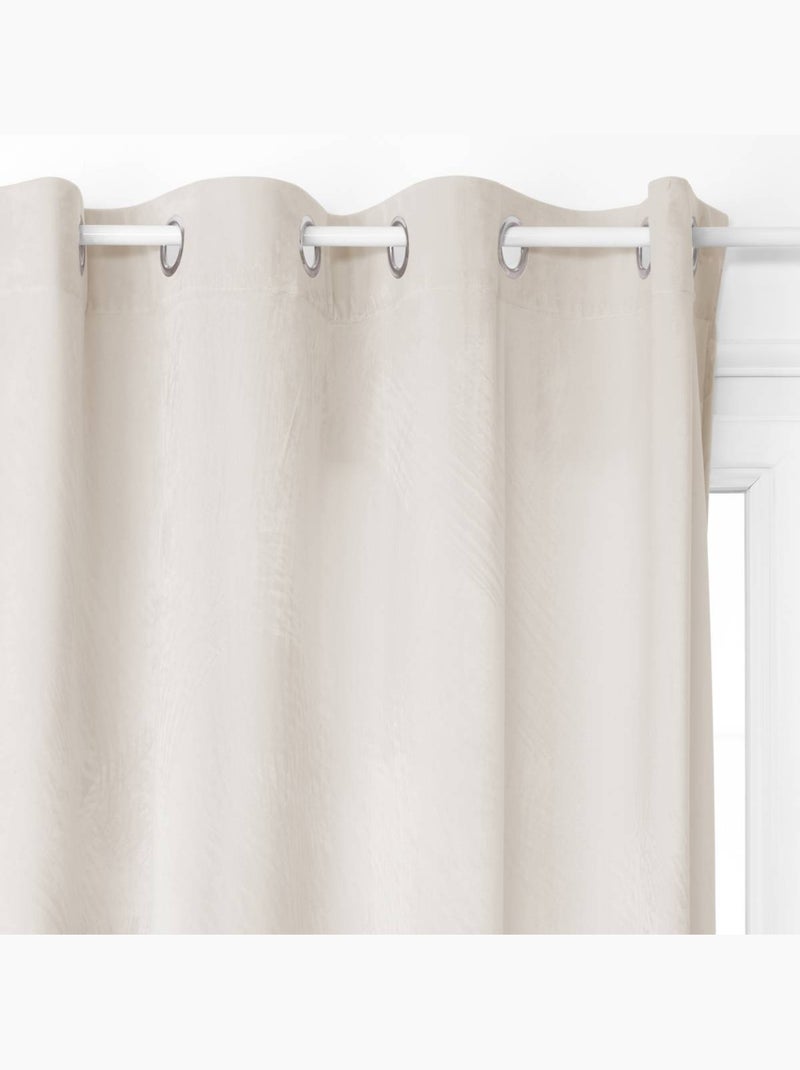 Cortina opaca dolce de terciopelo gris claro, 140 x 260 cm Marfil - Kiabi