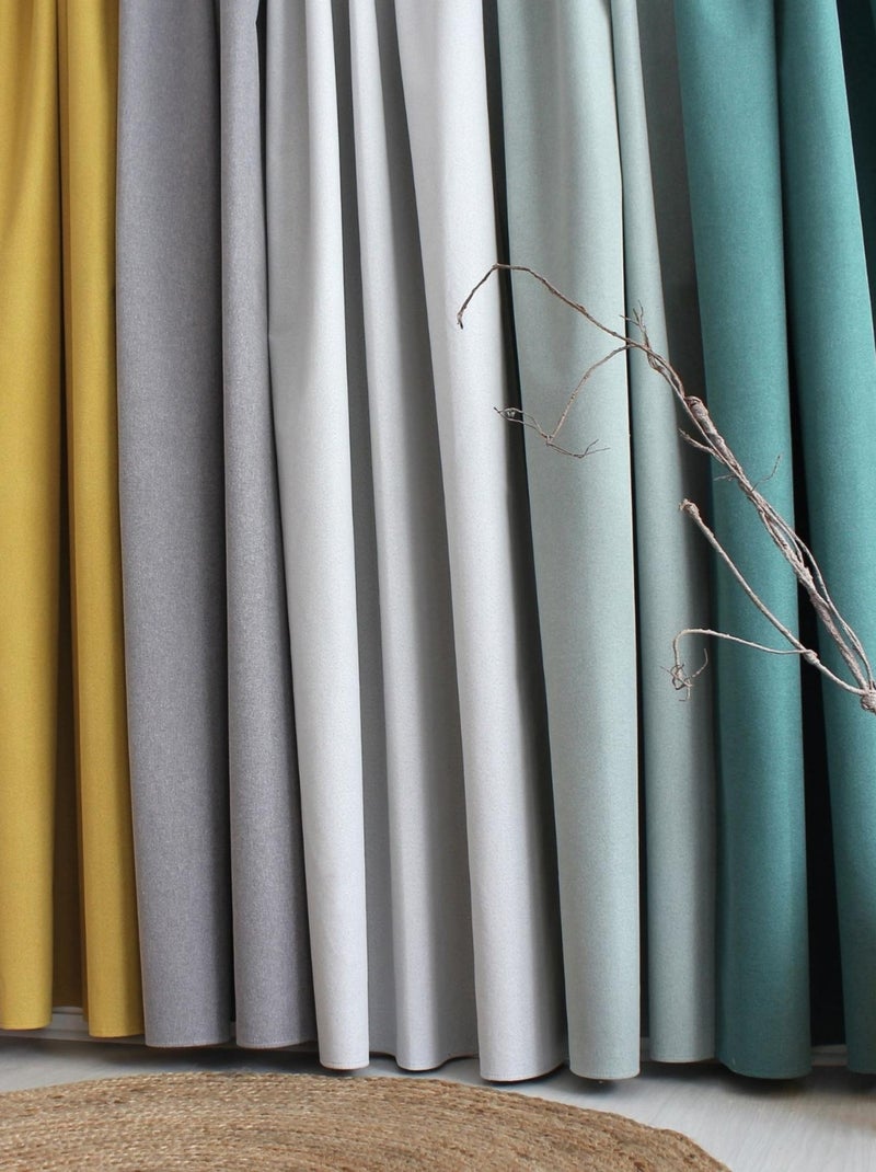 Cortina opaca efecto chambray Azul celadón - Kiabi