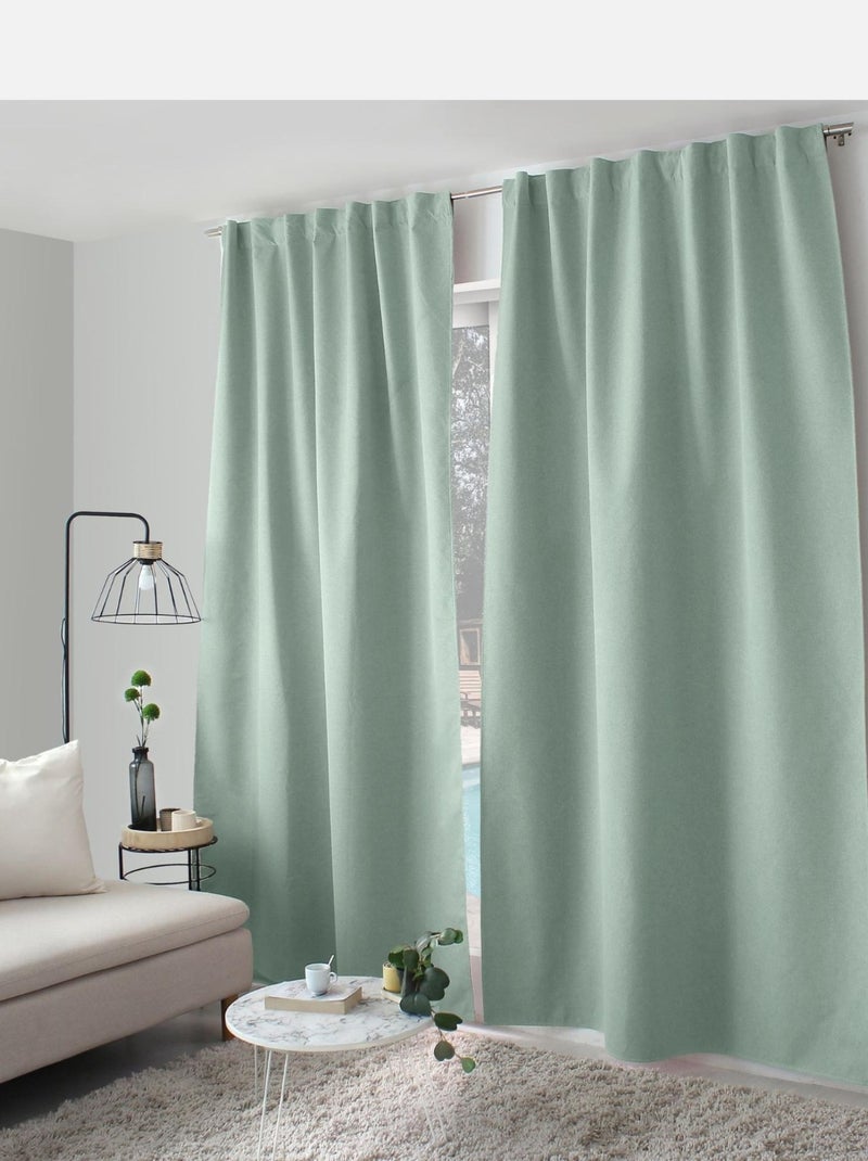 Cortina opaca efecto chambray Azul celadón - Kiabi