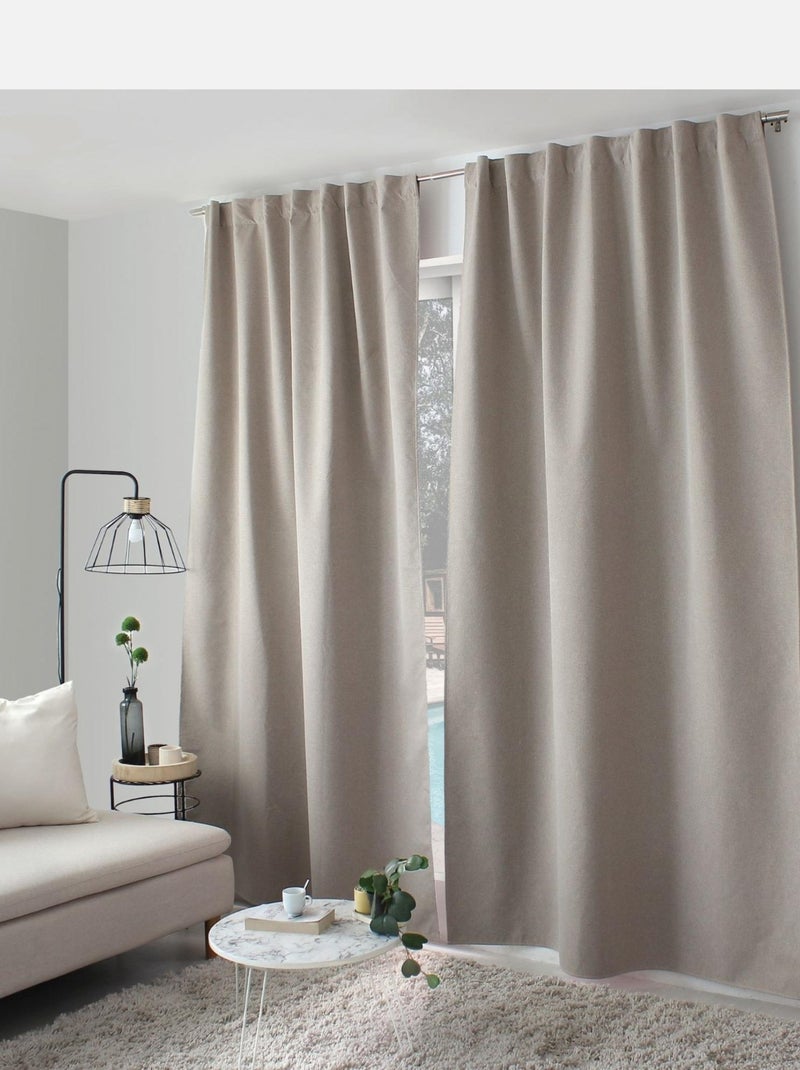 Cortina opaca efecto chambray Beige - Kiabi