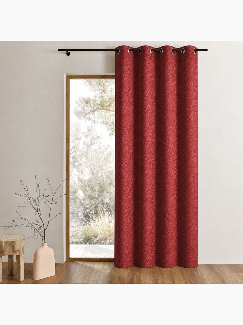 Cortina opaca estampada y lista para instalar Rojo - Kiabi