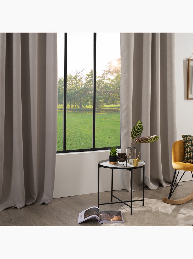 Cortina opaca feuilles beige 140x260cm Verdín - Kiabi