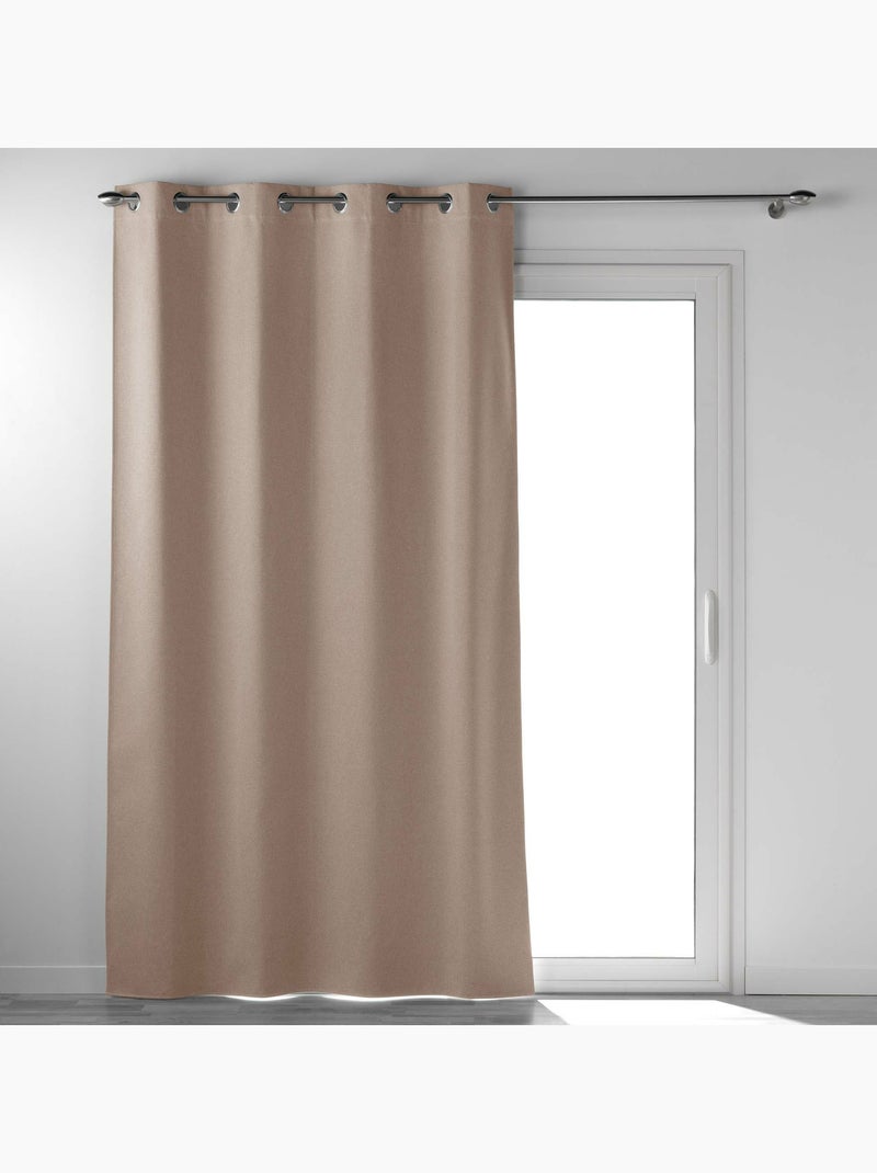 Cortina opaca gruesa con ojales - tejido chambray - occultiss Marrón claro - Kiabi