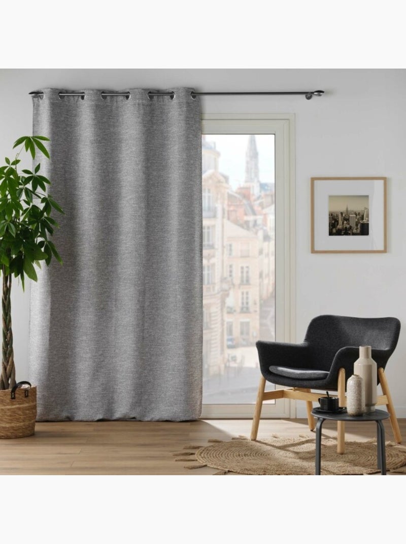 Cortina opaca jacquard dusky Gris antracita - Kiabi