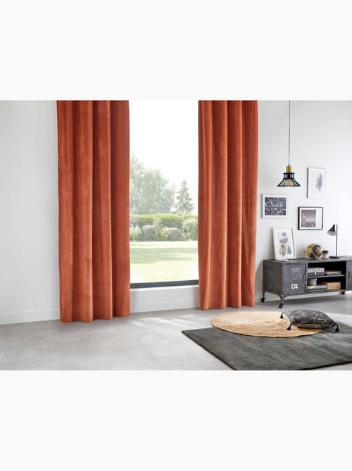 Cortina opaca terciopelo rosa terracota 140x260cm - Kiabi Cortina opaca terciopelo rosa terracota 140x260cm - Kiabi