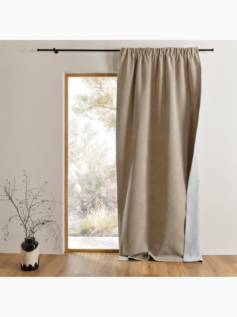 Cortina opaca y térmica de 3 capas con triple sujeción Beige - Kiabi