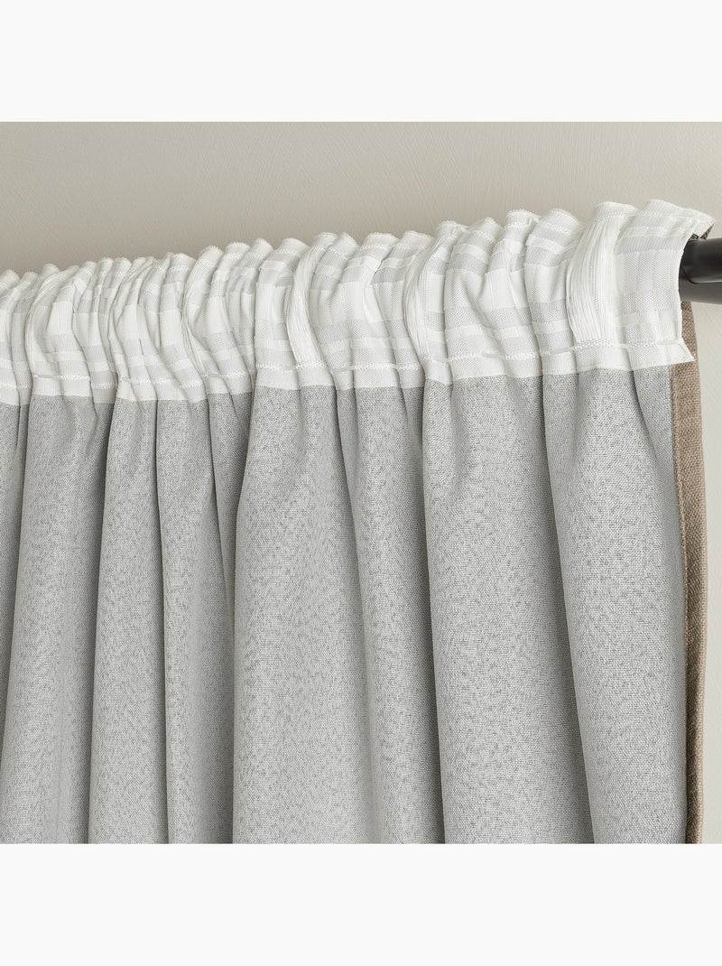 Cortina opaca y térmica de 3 capas con triple sujeción Taupe - Kiabi