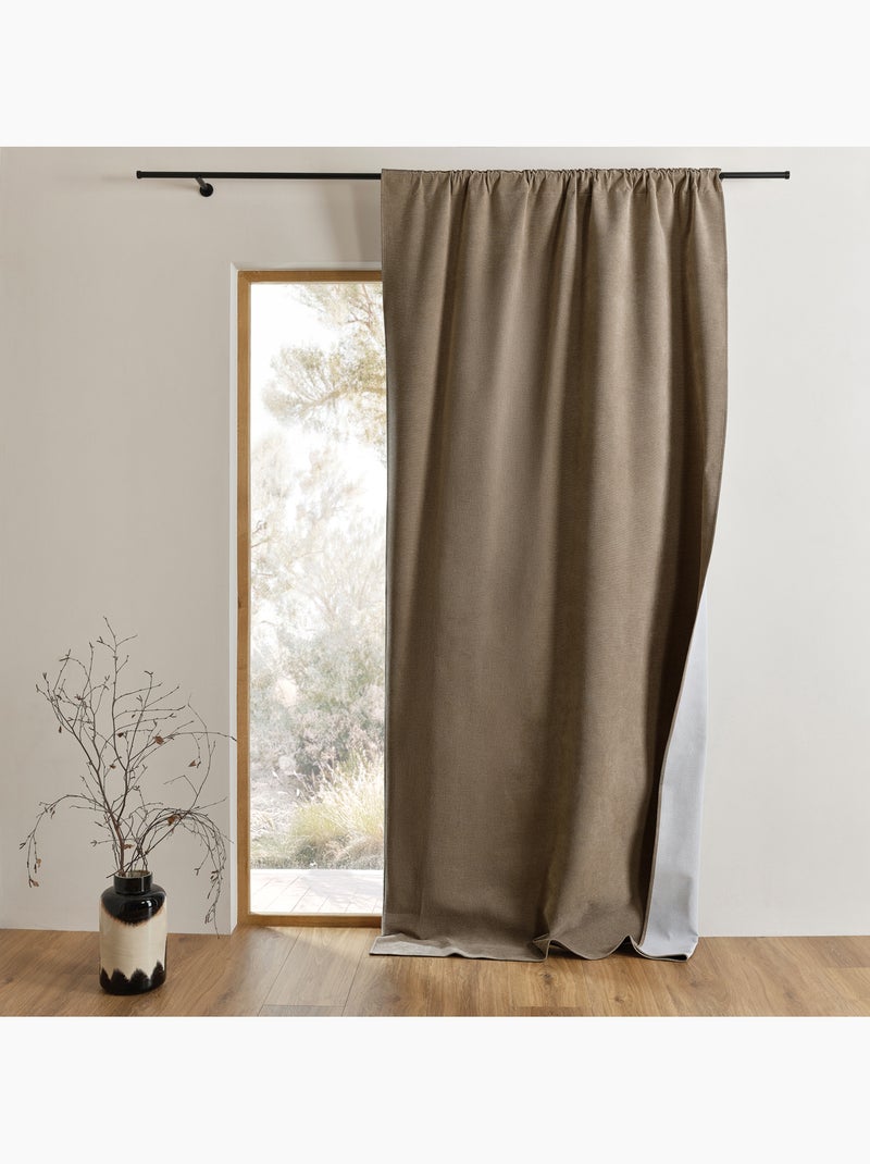 Cortina opaca y térmica de 3 capas con triple sujeción Taupe - Kiabi