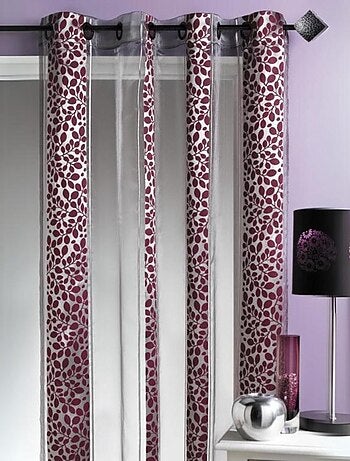 Cortina Organza Jacquard motivo hojarasca