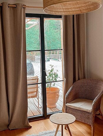 Cortina oscurecedora y aislante con efecto tejido