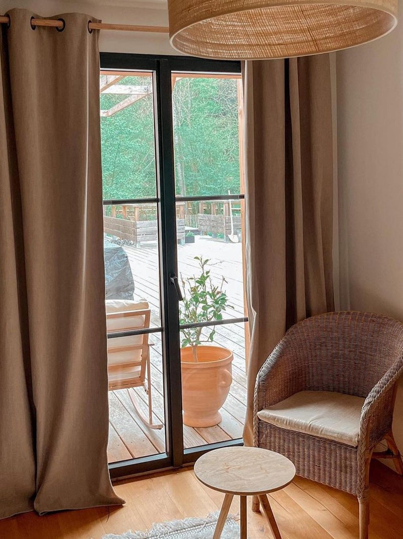 Cortina oscurecedora y aislante con efecto tejido Beige claro - Kiabi