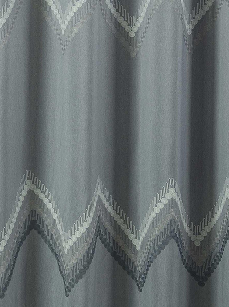 Cortina oscureciente con cheurones ribeteados Gris claro - Kiabi
