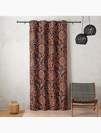 Cortina semi-opaca de jacquard floral con motivo gráfico y refinado