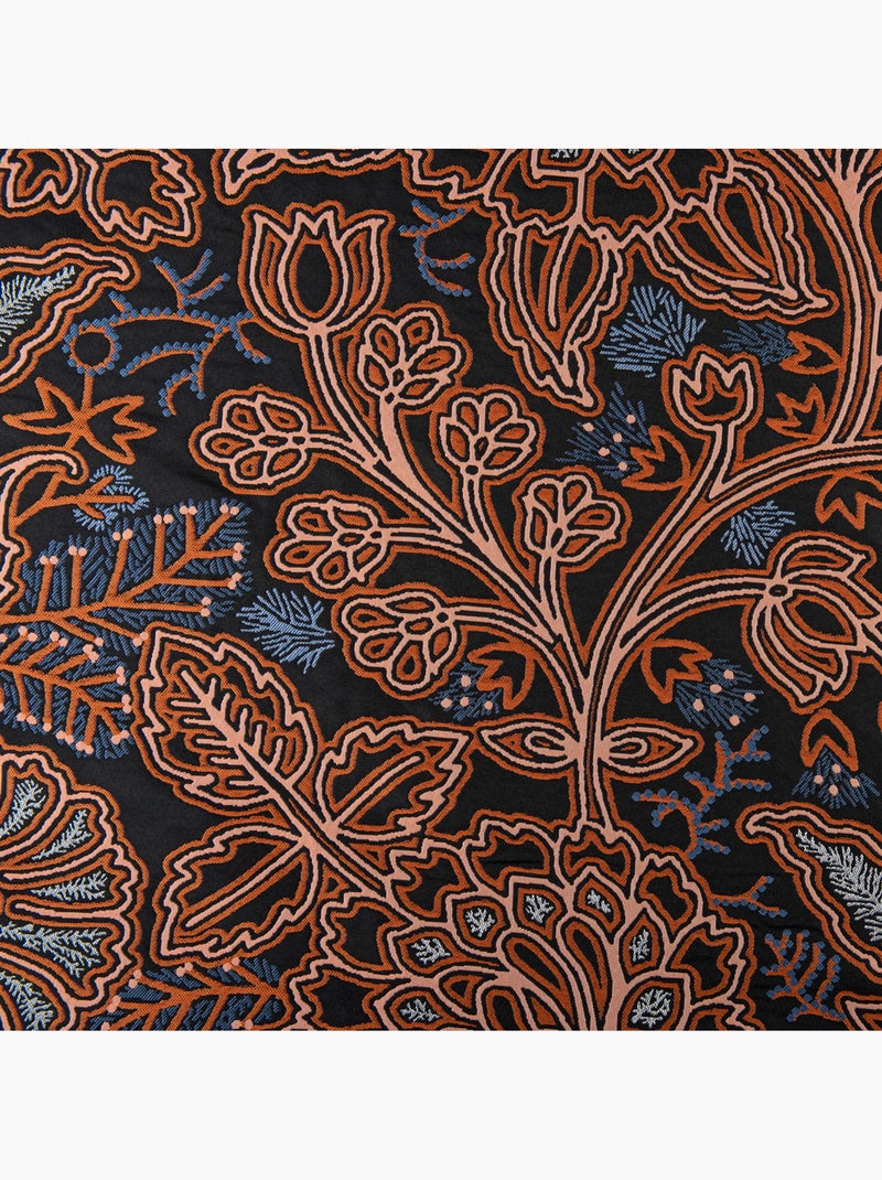 Cortina semi-opaca de jacquard floral con motivo gráfico y refinado Naranja - Kiabi