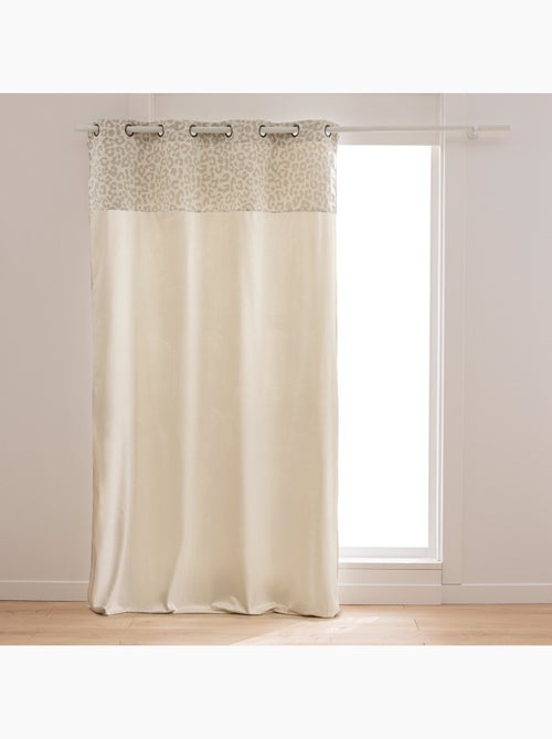 Cortina semitransparente de policotón con cenefa de jacquard de chenilla con estampado de leopardo - Kiabi Cortina semitransparente de policotón con cenefa de jacquard de chenilla con estampado de leopardo - Kiabi