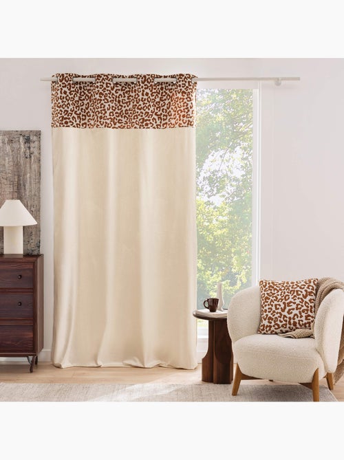 Cortina semitransparente de policotón con cenefa de jacquard de chenilla con estampado de leopardo - Kiabi Cortina semitransparente de policotón con cenefa de jacquard de chenilla con estampado de leopardo - Kiabi