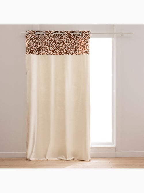 Cortina semitransparente de policotón con cenefa de jacquard de chenilla con estampado de leopardo - Kiabi Cortina semitransparente de policotón con cenefa de jacquard de chenilla con estampado de leopardo - Kiabi