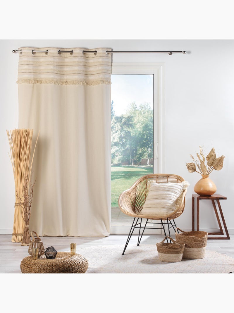 Cortina superior tejida y con flecos Madera natural - Kiabi