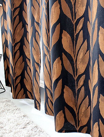 Cortina tamizante con estampado vegetal en algodón reciclado