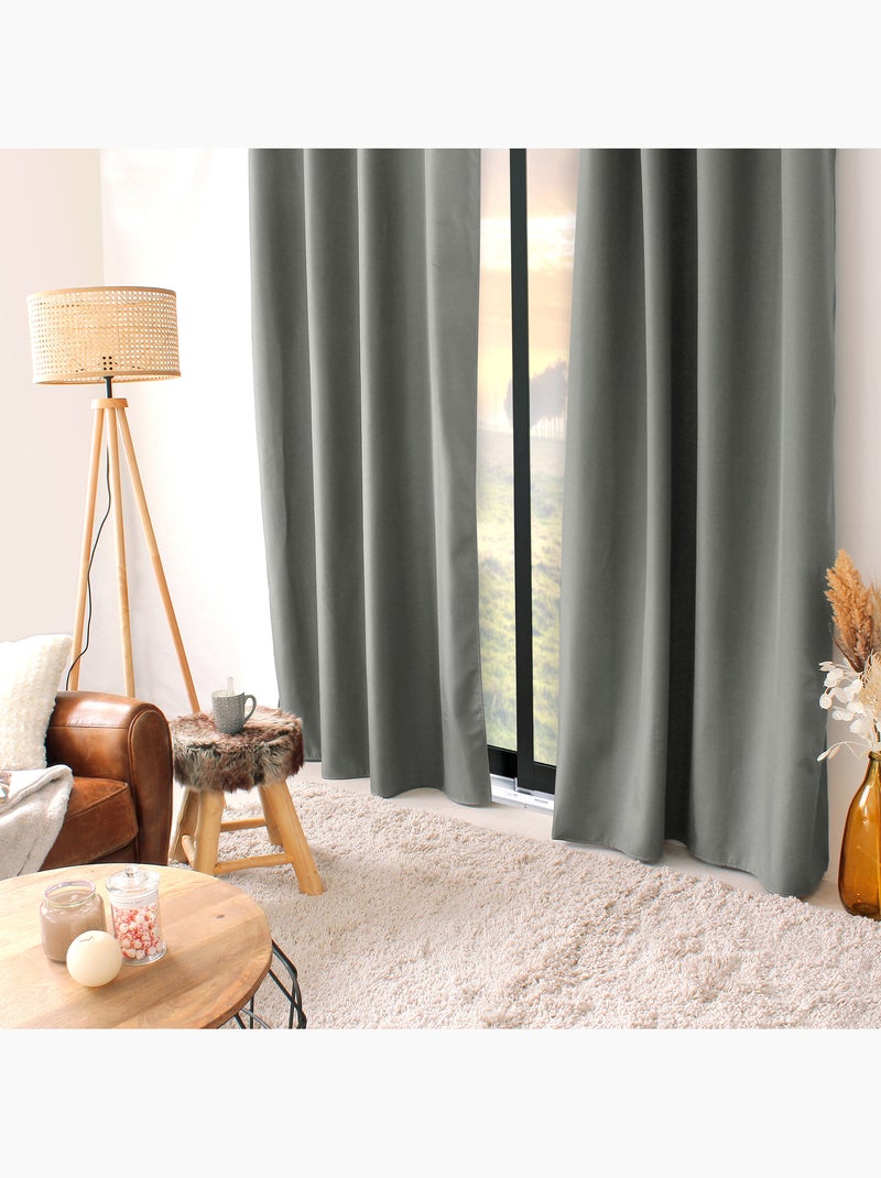 Cortina térmica de microfibra forrada Gris claro - Kiabi