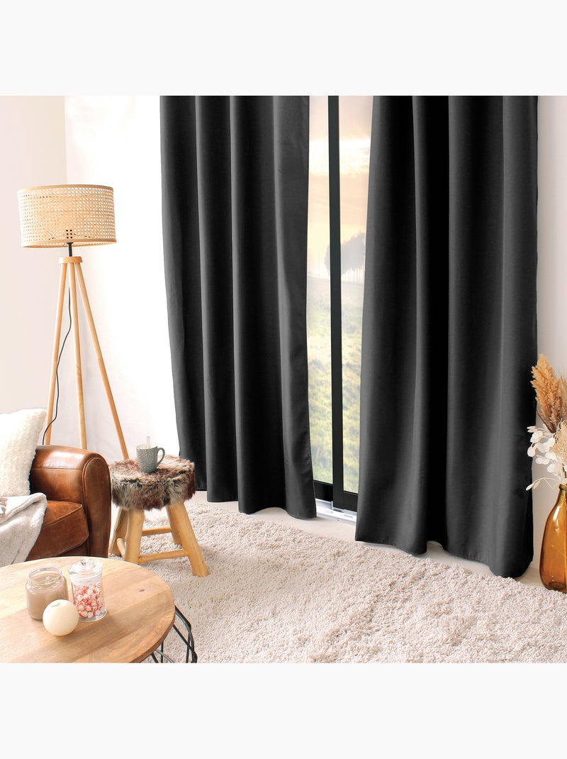 Cortina térmica de microfibra forrada Gris oscuro - Kiabi