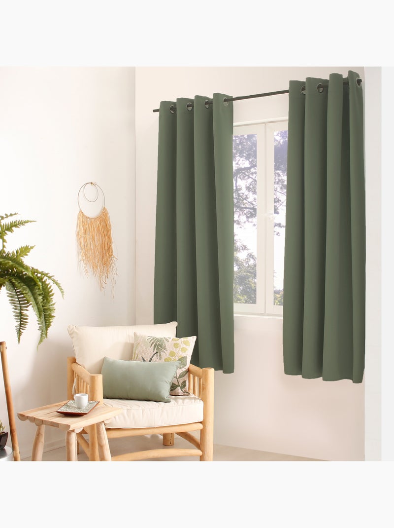 Cortina térmica de microfibra forrada Verde - Kiabi