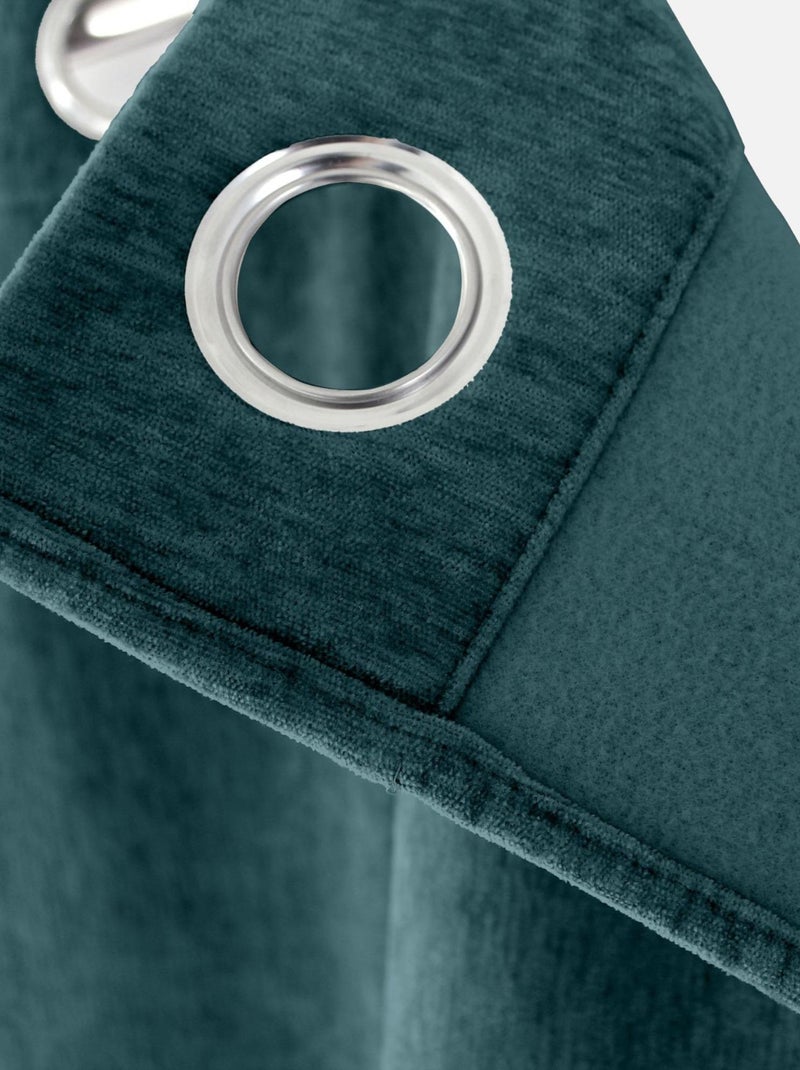 Cortina térmica de terciopelo con forro polar Azul petróleo - Kiabi