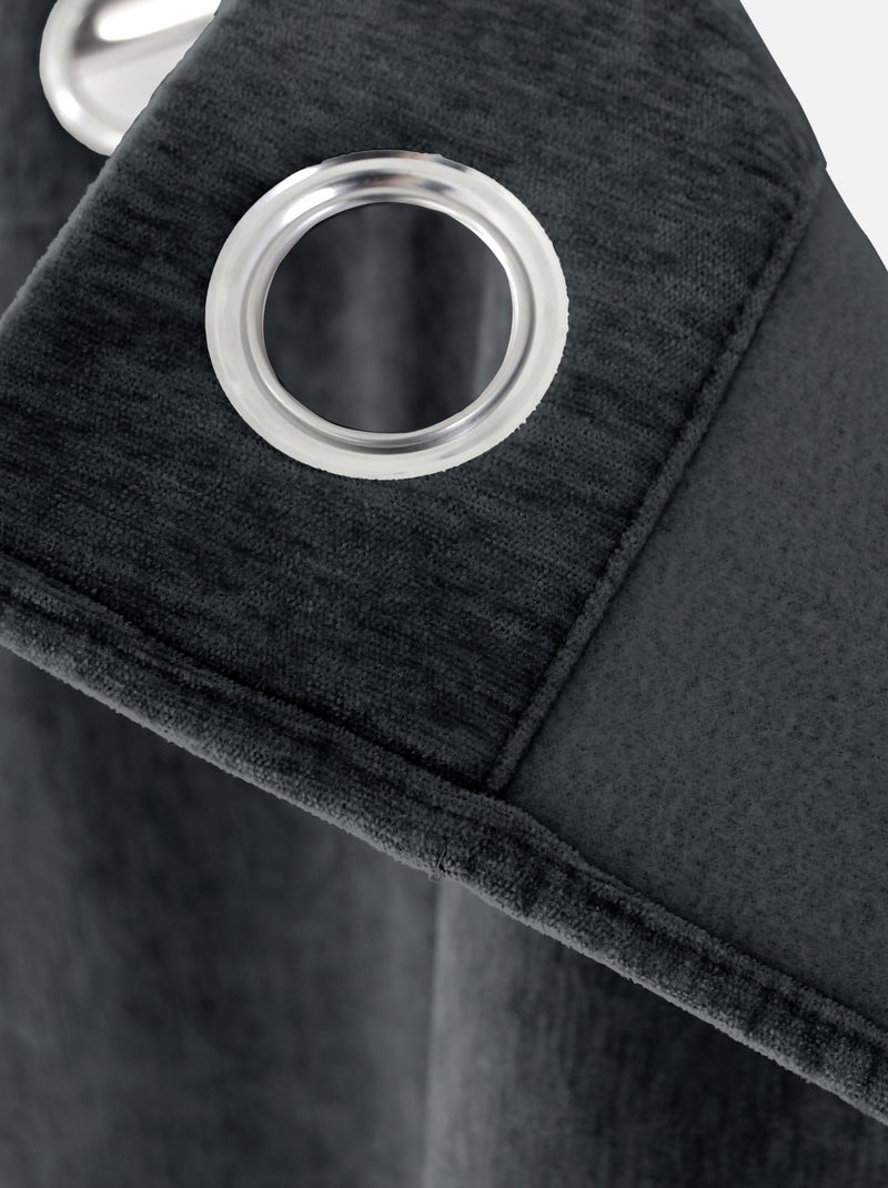 Cortina térmica de terciopelo con forro polar Gris oscuro - Kiabi