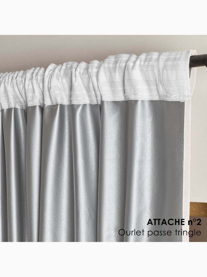 Cortina térmica y opaca de verano con sistema de sujeción 3 en 1 luz Beige - Kiabi