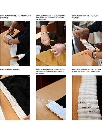 Cortina termoacústica semiocultante KONFOR con trenzas fruncidas