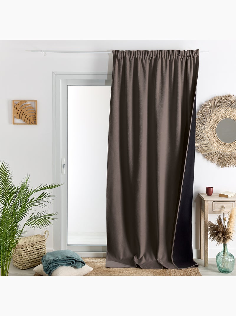 Cortina termoacústica semiocultante KONFOR con trenzas fruncidas Taupe - Kiabi
