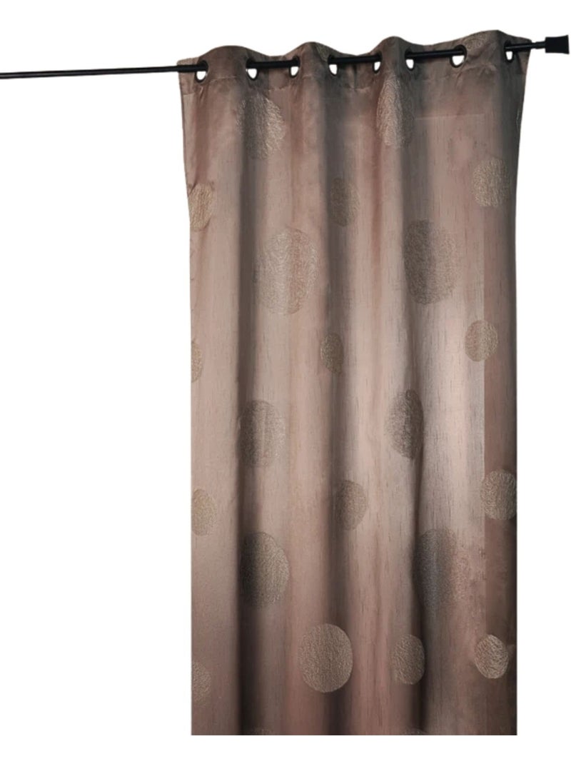 Cortina Topo Shantung Bordada 'Círculos Mezclados' Taupe - Kiabi