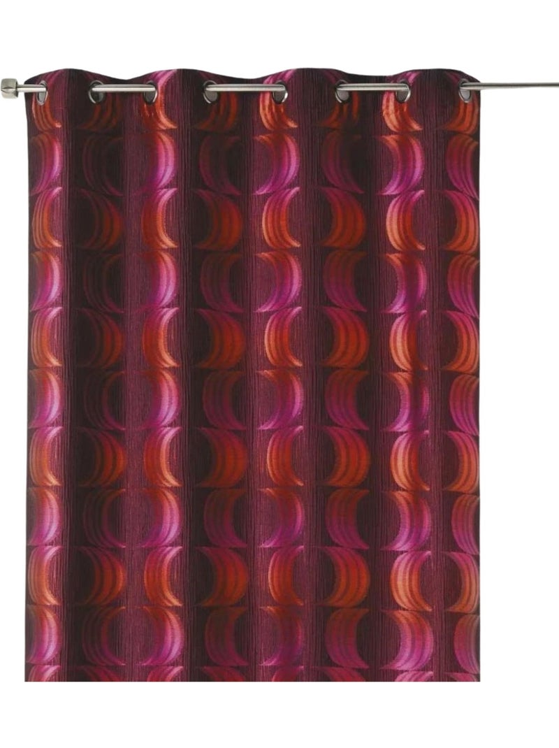 Cortina translúcida de jacquard con motivos de medias lunas Burdeos - Kiabi