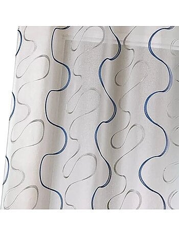 Cortina transparente bordada con motivos contemporáneos