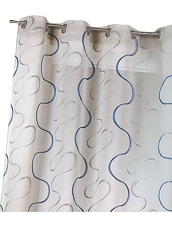 Cortina transparente bordada con motivos contemporáneos