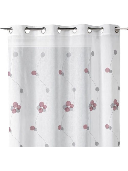 Cortina transparente bordada con motivos de círculos florales y líneas onduladas - Kiabi