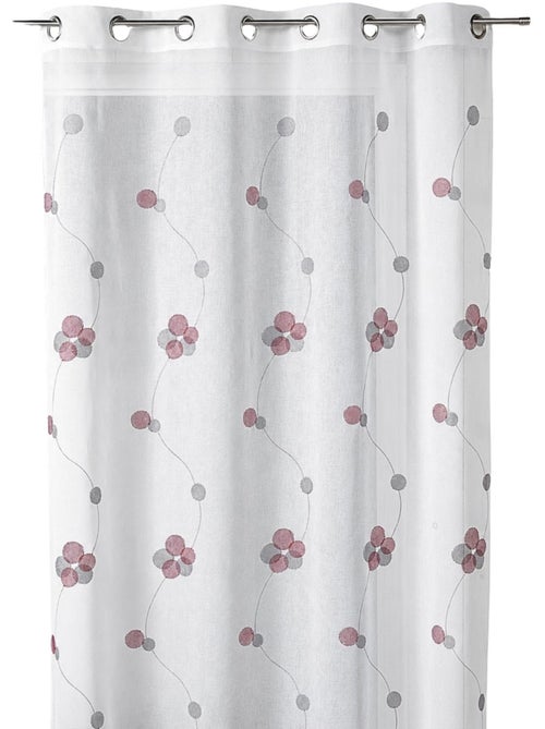 Cortina transparente bordada con motivos de círculos florales y líneas onduladas - Kiabi