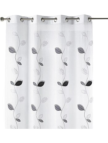 Cortina transparente bordada con motivos de hojas