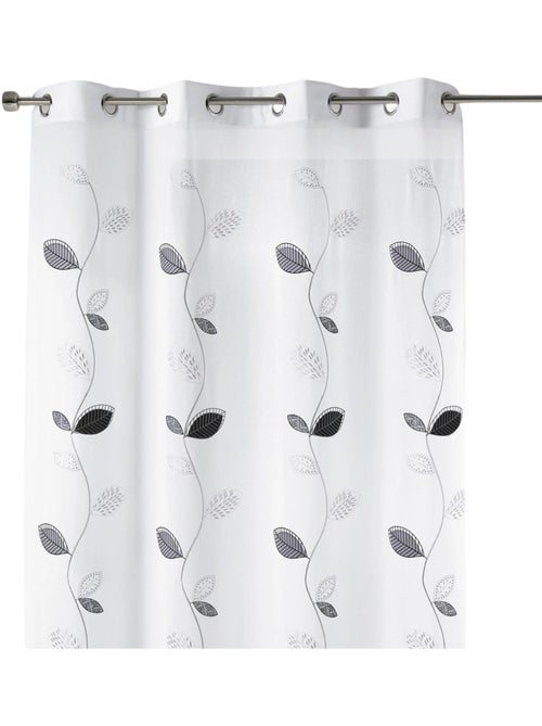 Cortina transparente bordada con motivos de hojas - Kiabi Cortina transparente bordada con motivos de hojas - Kiabi