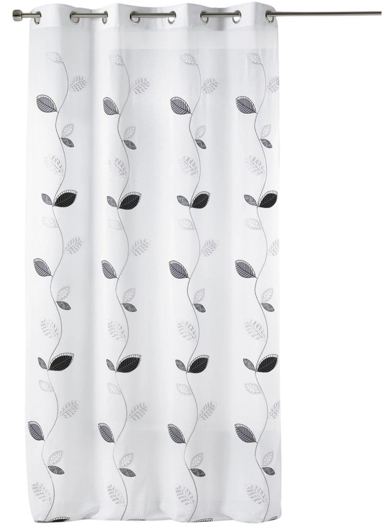 Cortina transparente bordada con motivos de hojas Blanco - Kiabi