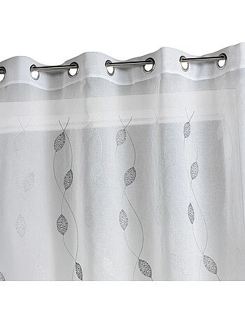 Cortina transparente bordada con motivos de hojas