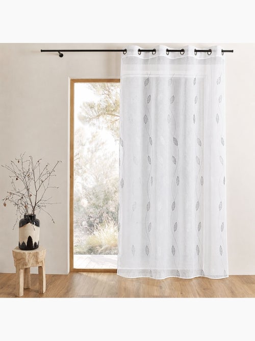 Cortina transparente bordada con motivos de hojas - Kiabi