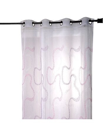 Cortina transparente bordada con motivos en zigzag