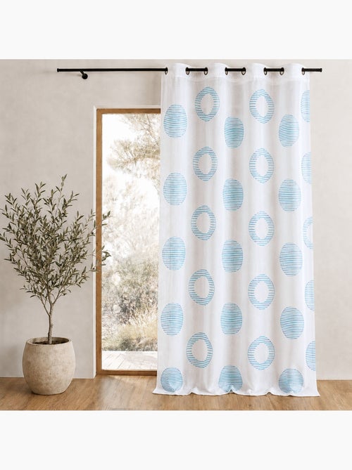 Cortina transparente bordada con motivos redondos y círculos a rayas - Kiabi Cortina transparente bordada con motivos redondos y círculos a rayas - Kiabi
