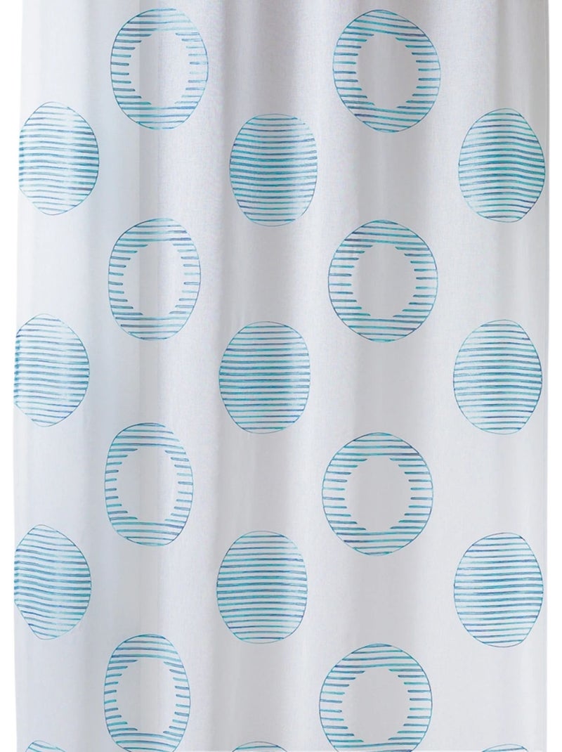 Cortina transparente bordada con motivos redondos y círculos a rayas Azul turquesa - Kiabi